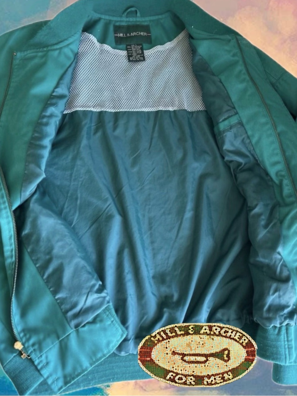 Hill & Archer Teal Bomber Jacket - Picture 6 of 8